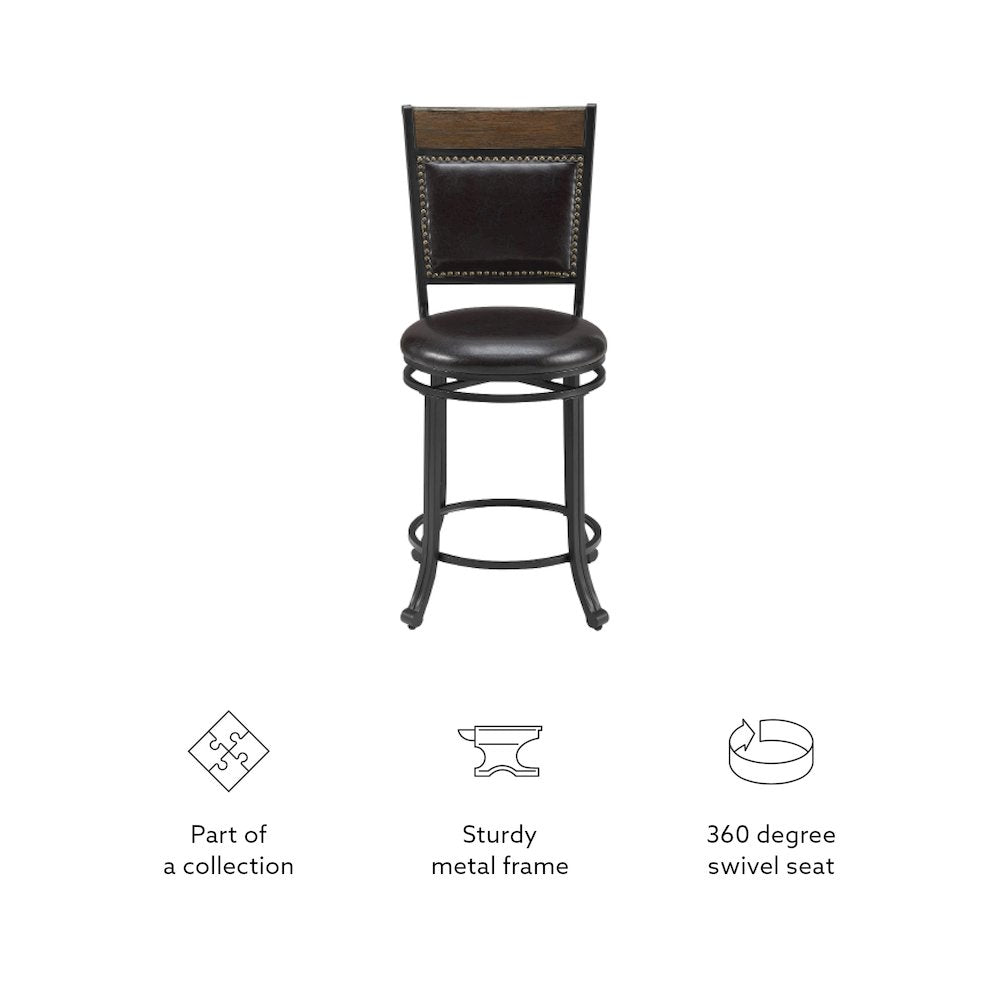 Franklin Swivel 24 inch Counter Stool Brown