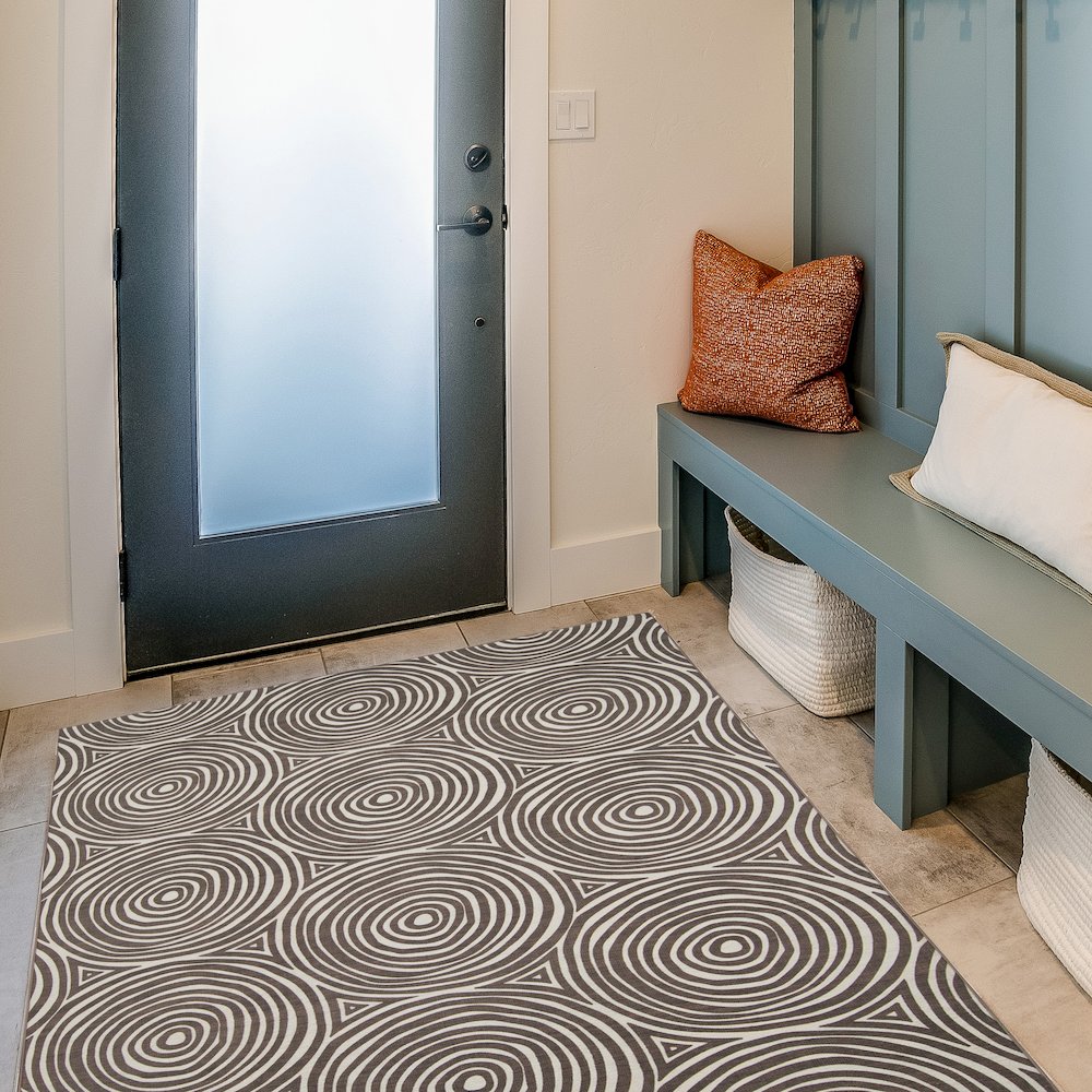 Outdoor Washable Ocoee Ivory & Brown 3' X 5', Rug