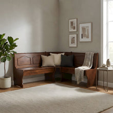 Pine and MDF Corner Dining Bench with Under-Seat Storage, Walnut