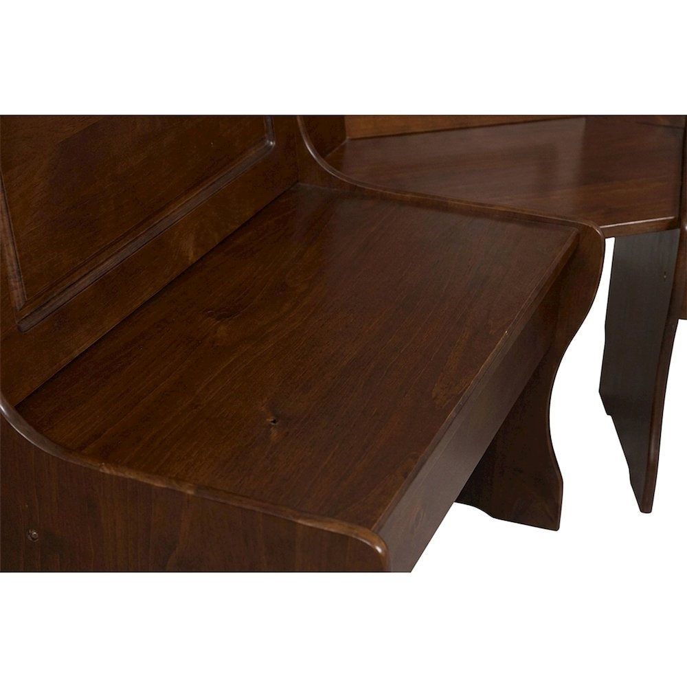 Pine and MDF Corner Dining Bench with Under-Seat Storage, Walnut