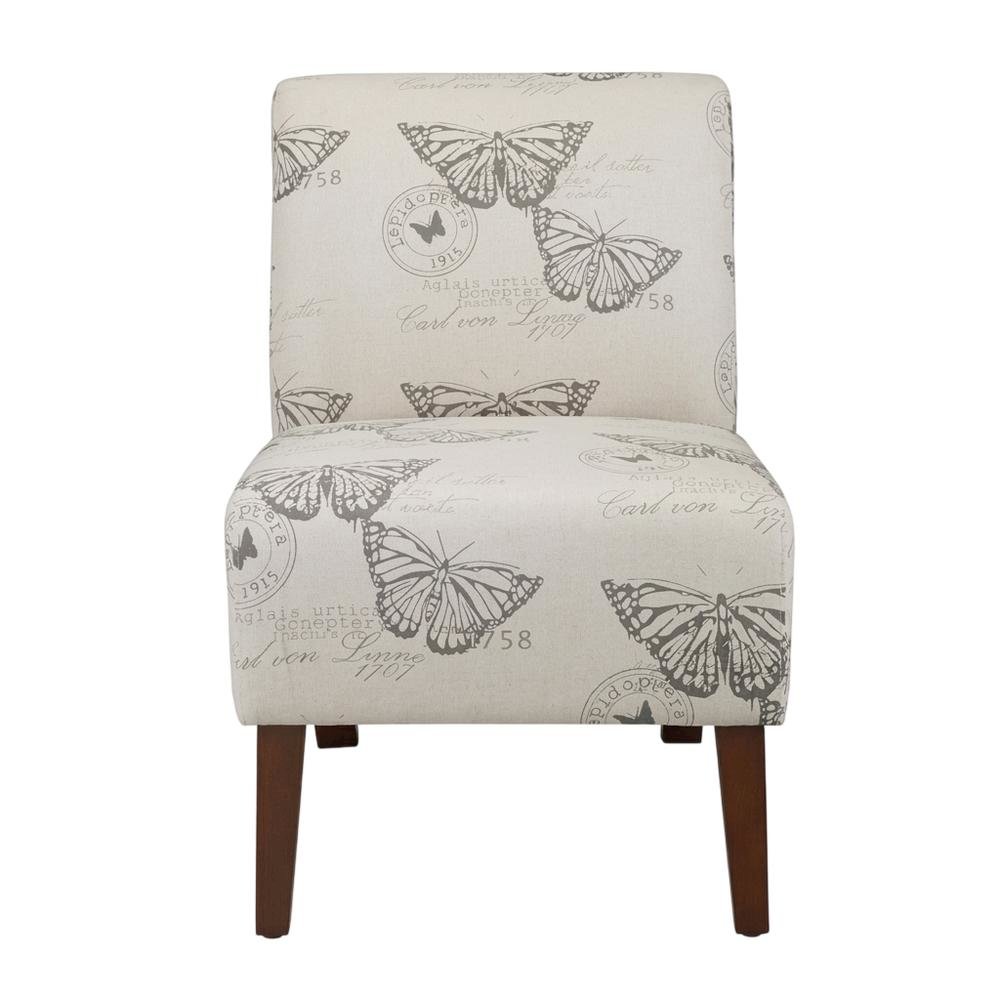 Linen Butterfly Lily Accent Chair with Upholstered Seat and Elegant Finish