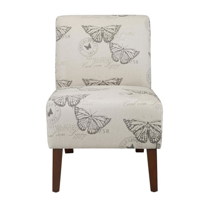 Linen Butterfly Lily Accent Chair with Upholstered Seat and Elegant Finish