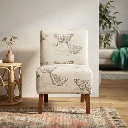 Linen Butterfly Lily Accent Chair with Upholstered Seat and Elegant Finish