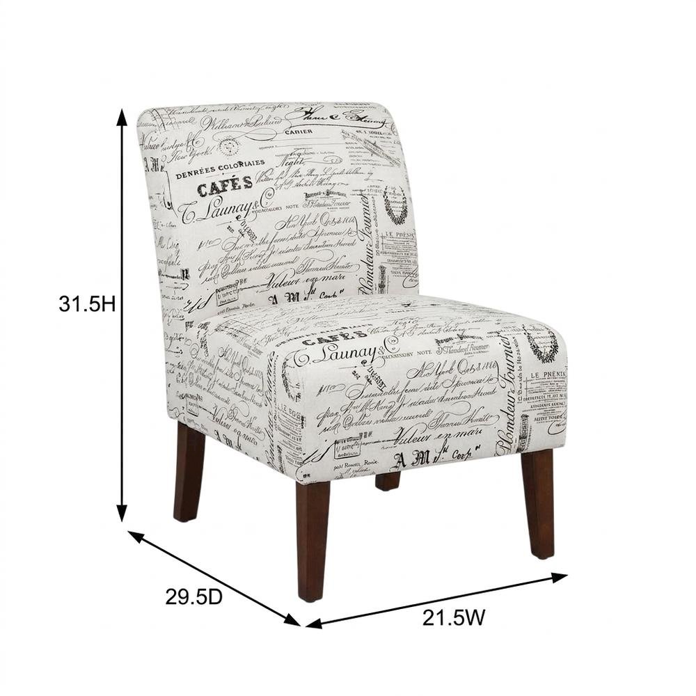 Linen Script Lily Accent Chair in Brown Fabric with Comfortable Seat