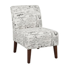 Linen Script Lily Accent Chair in Brown Fabric with Comfortable Seat