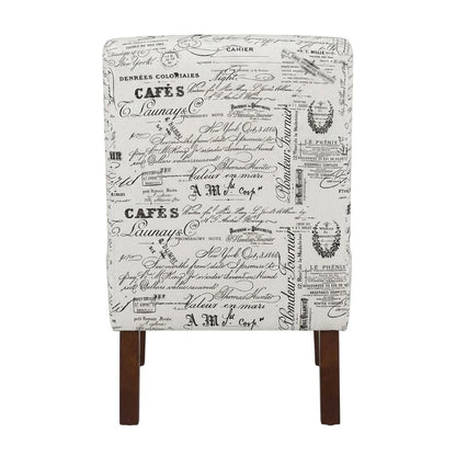 Linen Script Lily Accent Chair in Brown Fabric with Comfortable Seat