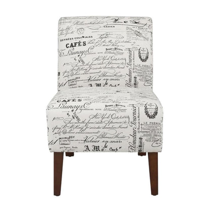Linen Script Lily Accent Chair in Brown Fabric with Comfortable Seat