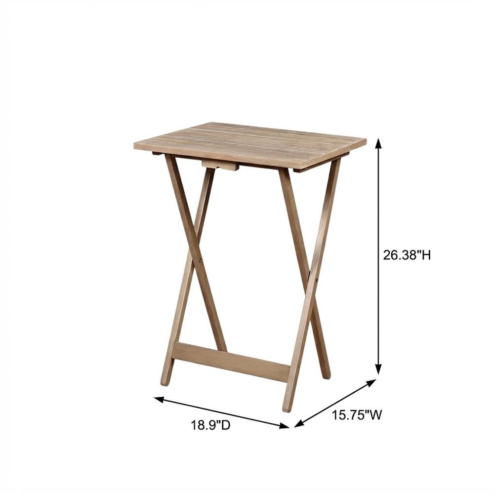 Gray Acacia Tray Table Set with Solid Wood and MDF Construction