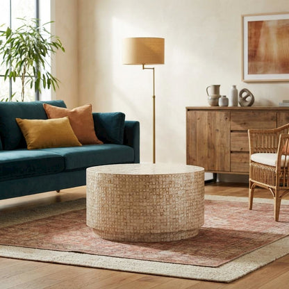 Gold and Ivory Coffee Table with Modern Design and Durable Construction