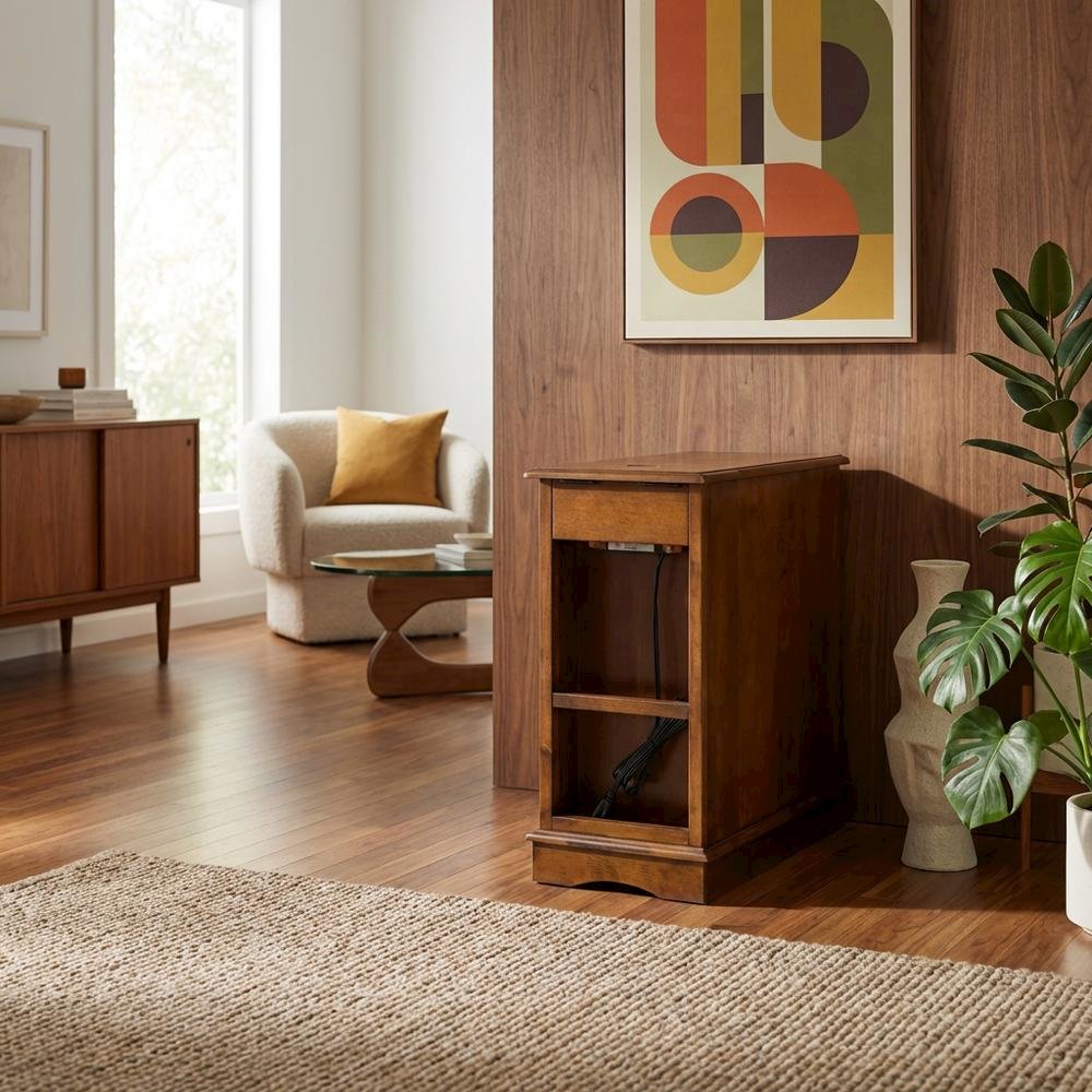 Hazelnut Accent Table with Stylish Surface and Compact Design