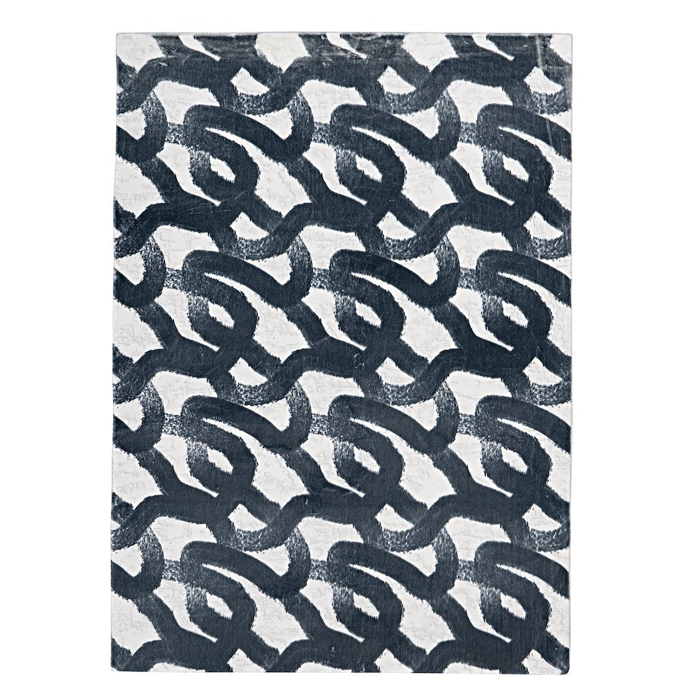 Motif Printed Faux Rabbit Sketch Black White 8x10, Rug