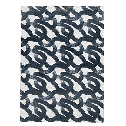 Motif Printed Faux Rabbit Sketch Black White 8x10, Rug