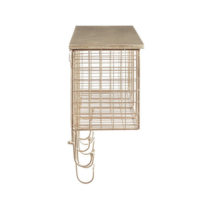 Four Cubby Wall Shelf Gold