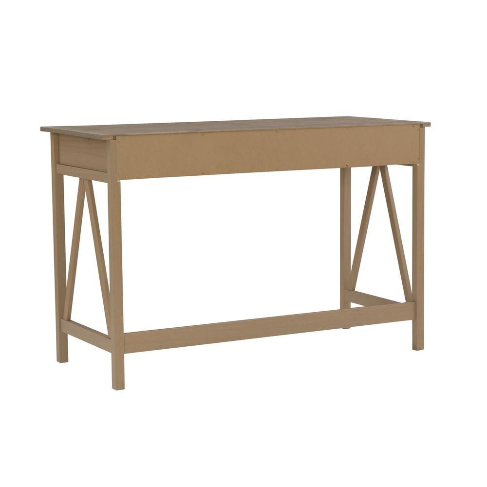 Driftwood Office Desk with Solid Eucalyptus Pine Finish, Spacious Work Surface