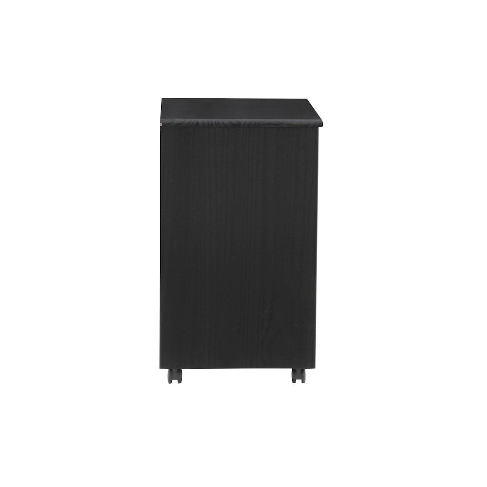 Cary Black Six Drawer Wide Rolling Storage Cart Black