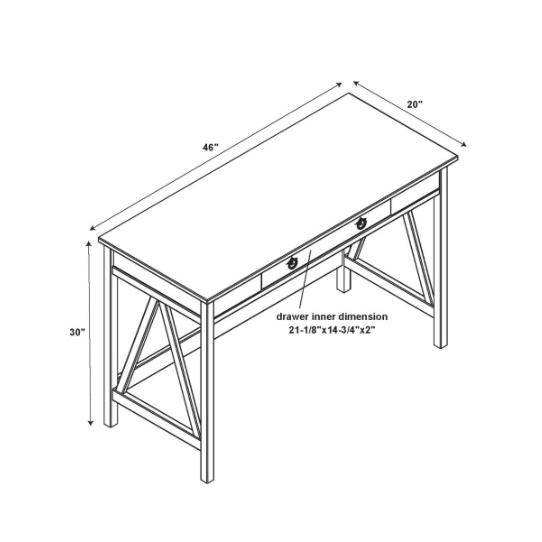 Driftwood Office Desk with Solid Eucalyptus Pine Finish, Spacious Work Surface