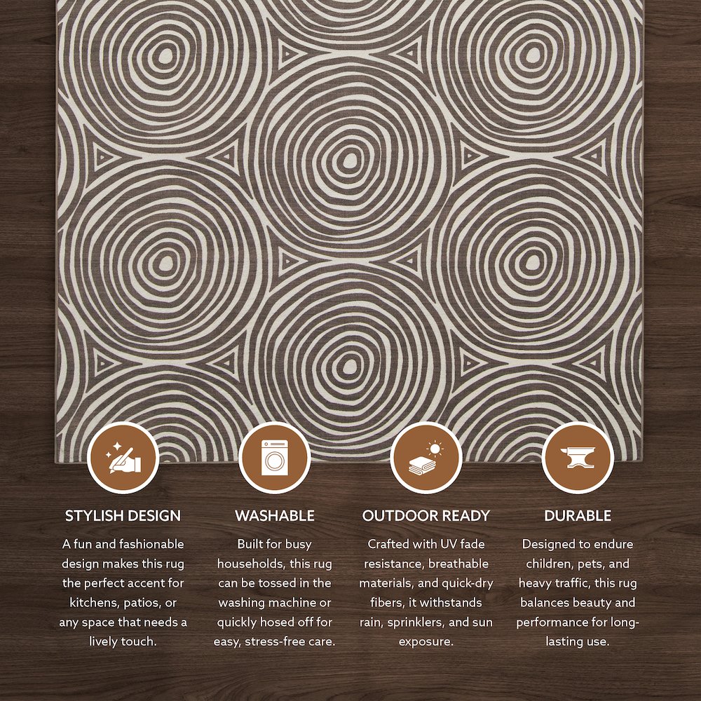 Outdoor Washable Ocoee Ivory & Brown 3' X 5', Rug