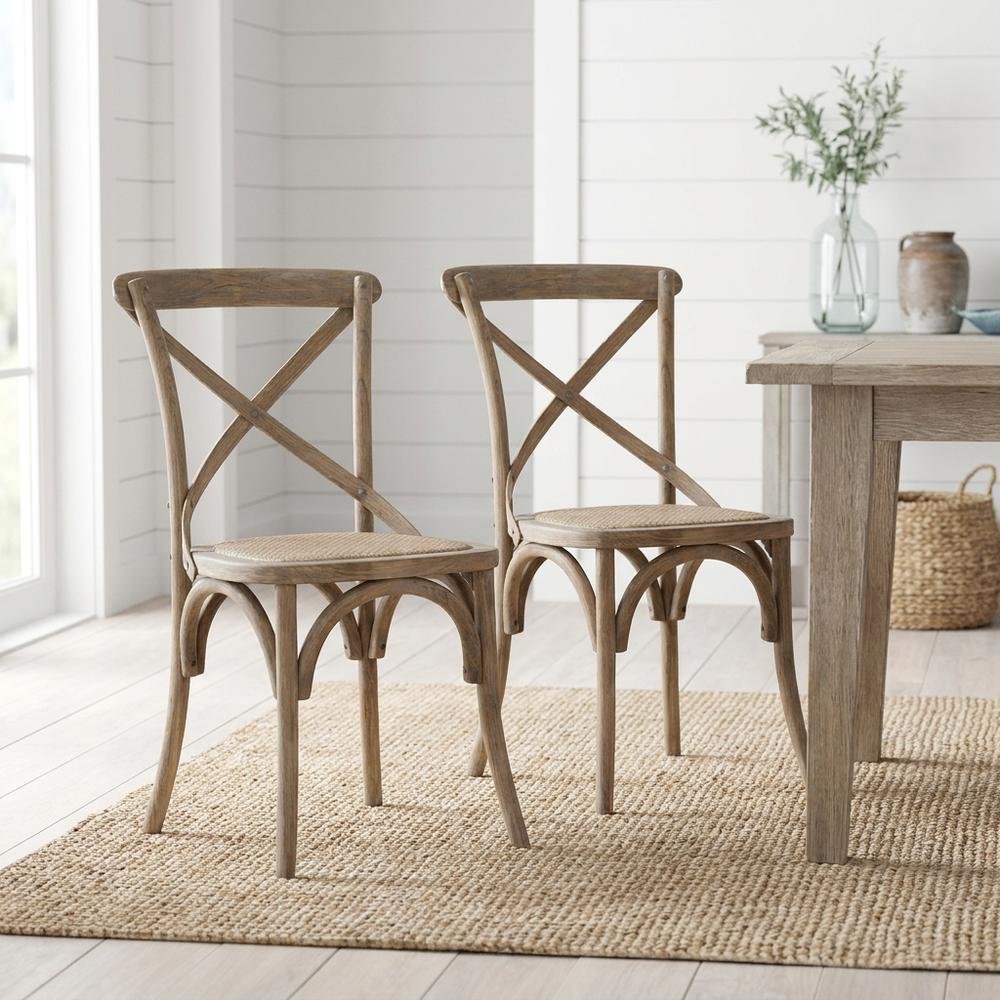 Gray Bentwood Dining Chairs with Elm Wood Finish, Comfortable Seat, Set of Two
