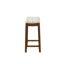 Natural Counter Stool with Linen-Weave Fabric and Metal Nail Heads