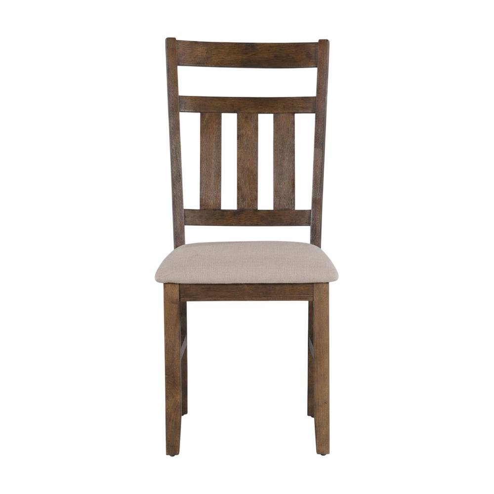 Rustic Umber Side Chair with Polyester Upholstery and Comfortable Seat, Set of 2
