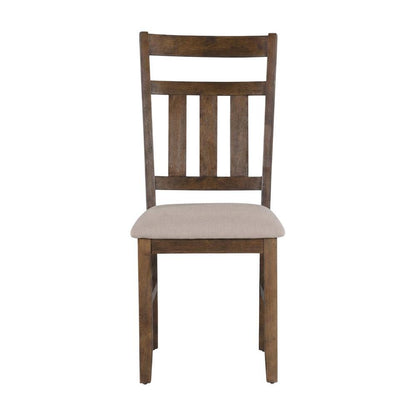 Rustic Umber Side Chair with Polyester Upholstery and Comfortable Seat, Set of 2