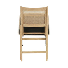 Beige Rattan Cane Folding Dining Side Chair with Polyester Fabric Seat