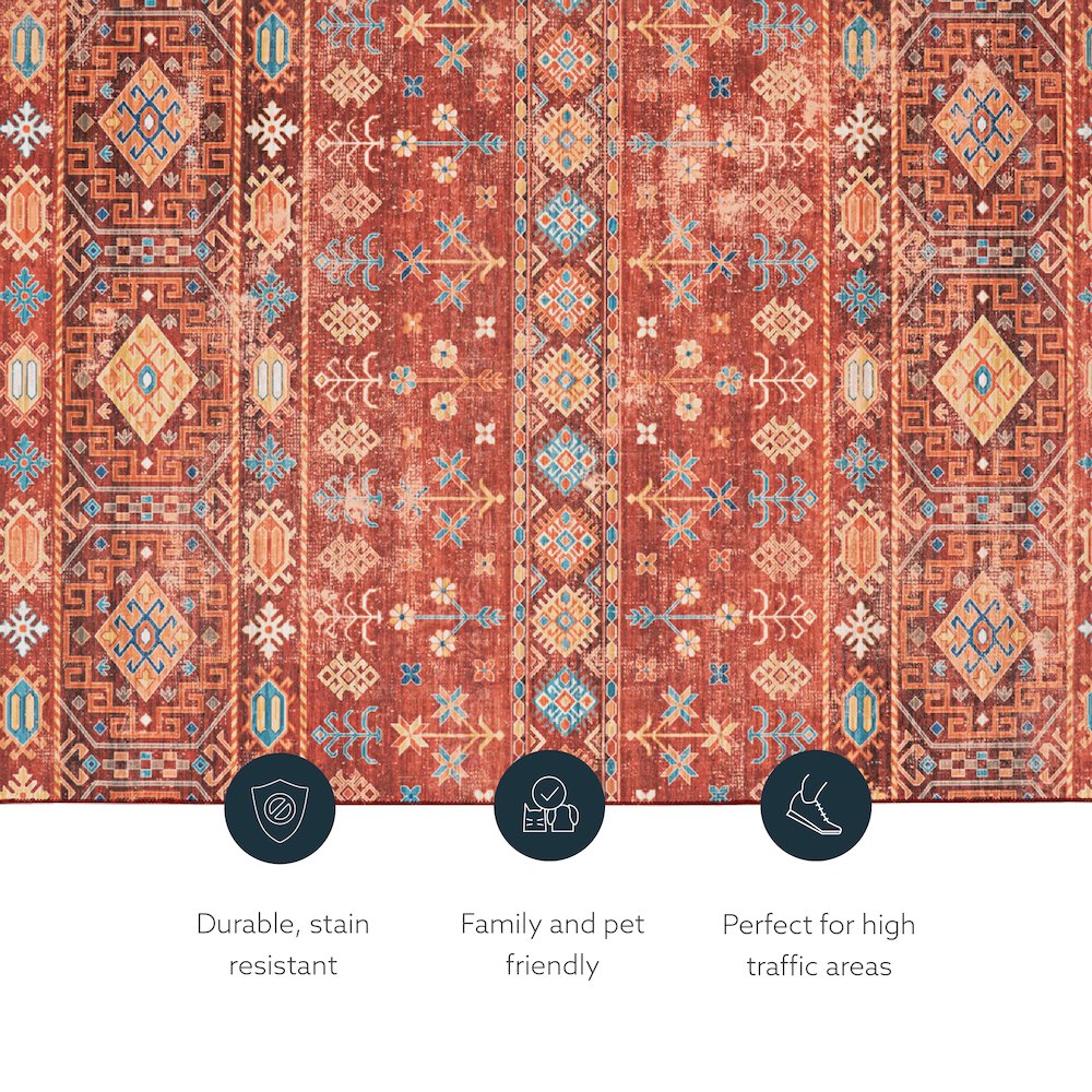 Washable Devlin Red/Ivory 2x3, Rug