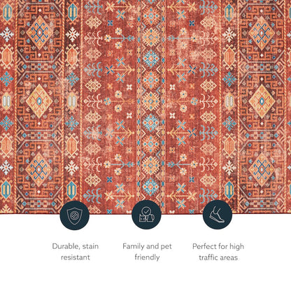 Washable Devlin Red/Ivory 2x3, Rug