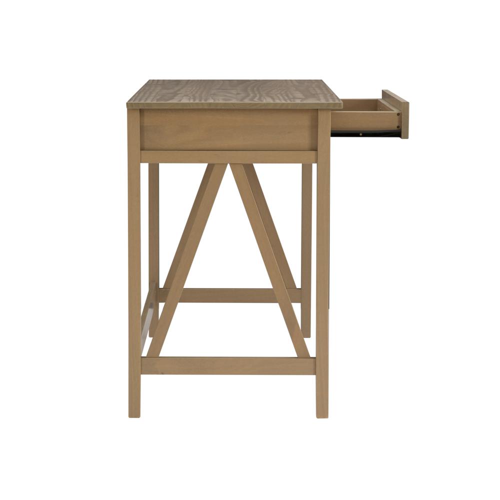 Driftwood Office Desk with Solid Eucalyptus Pine Finish, Spacious Work Surface