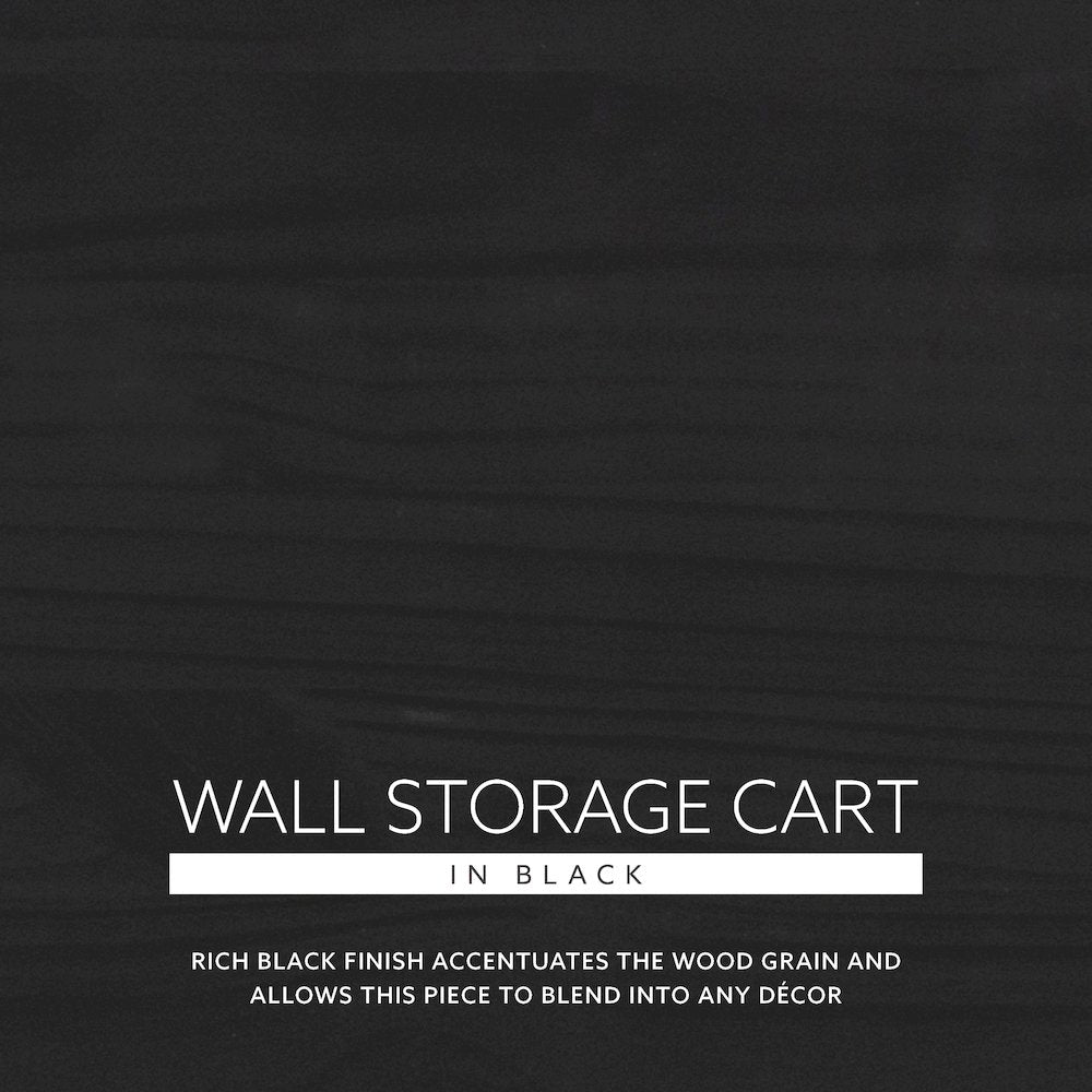 Cary Black Six Drawer Wide Rolling Storage Cart Black