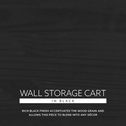 Cary Black Six Drawer Wide Rolling Storage Cart Black