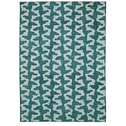 Outdoor Washable Doral Aqua & Green 3' X 5', Rug