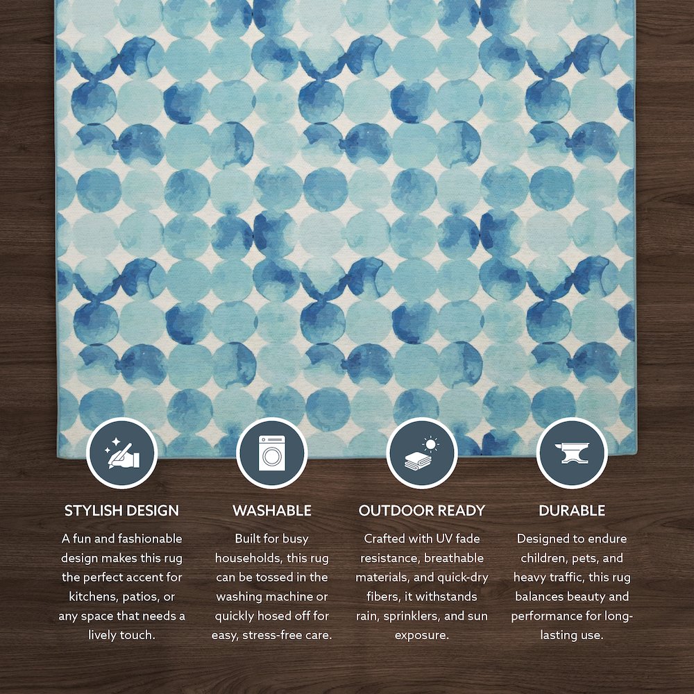 Outdoor Washable Lakeland Blue & Ivory 7' X 9', Rug