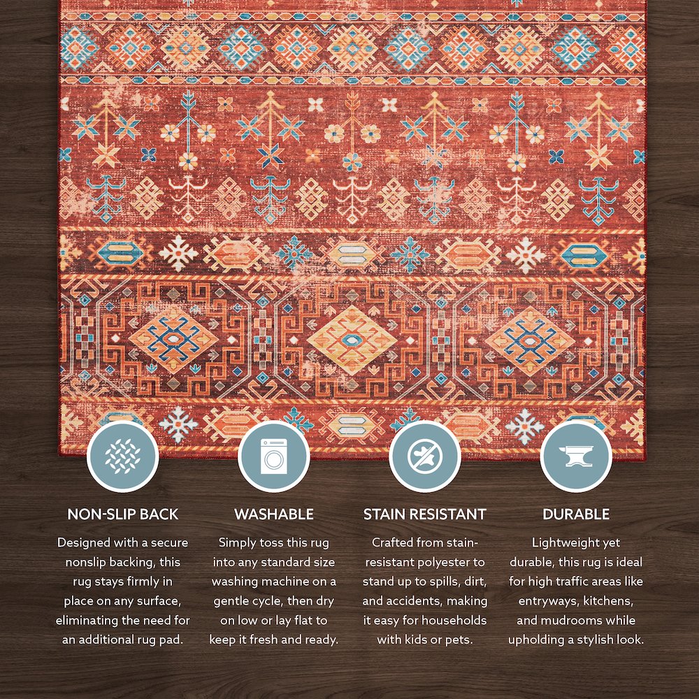 Washable Devlin Red/Ivory 2x3, Rug