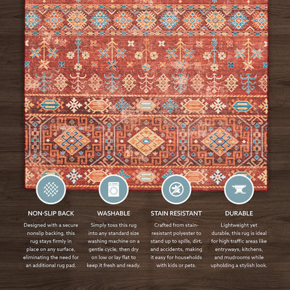 Washable Devlin Red/Ivory 2x3, Rug