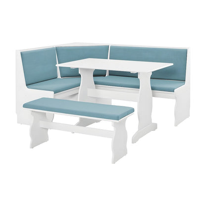 Pine and MDF Corner Dining Nook Set with Upholstered Bench and Table