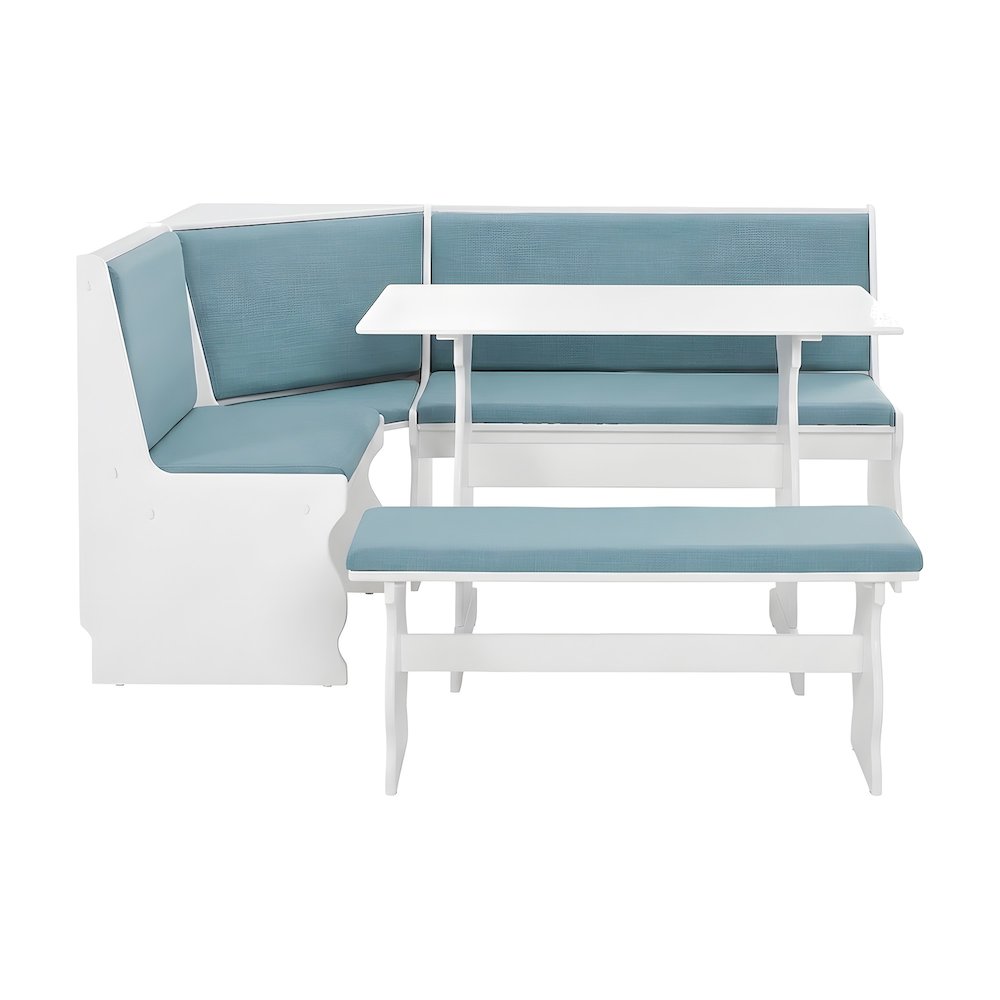 Pine and MDF Corner Dining Nook Set with Upholstered Bench and Table