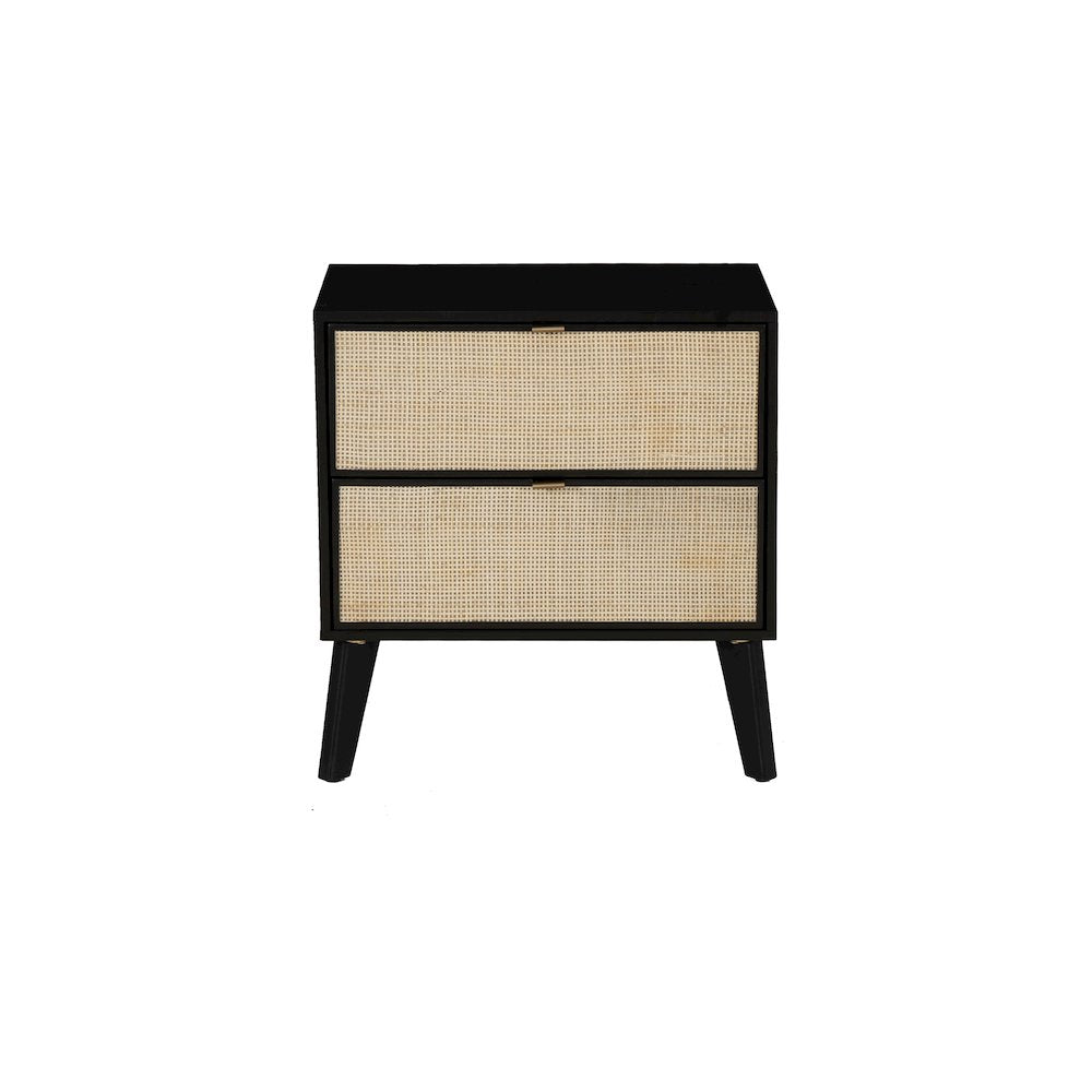 Collett Cane 2 Drawer Nightstand Black