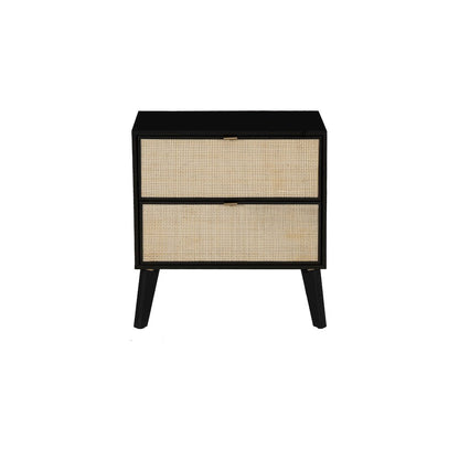 Collett Cane 2 Drawer Nightstand Black