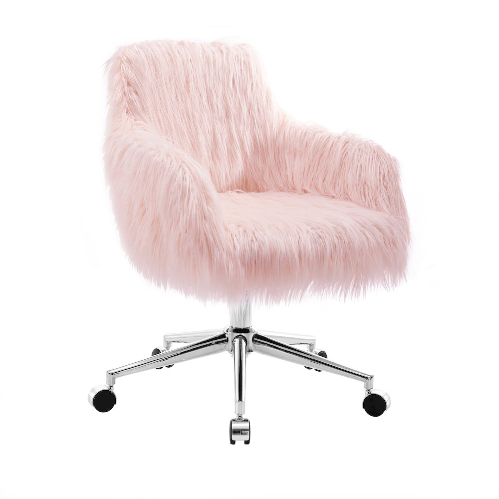 Fiona Faux Fur Office Chair, Pink