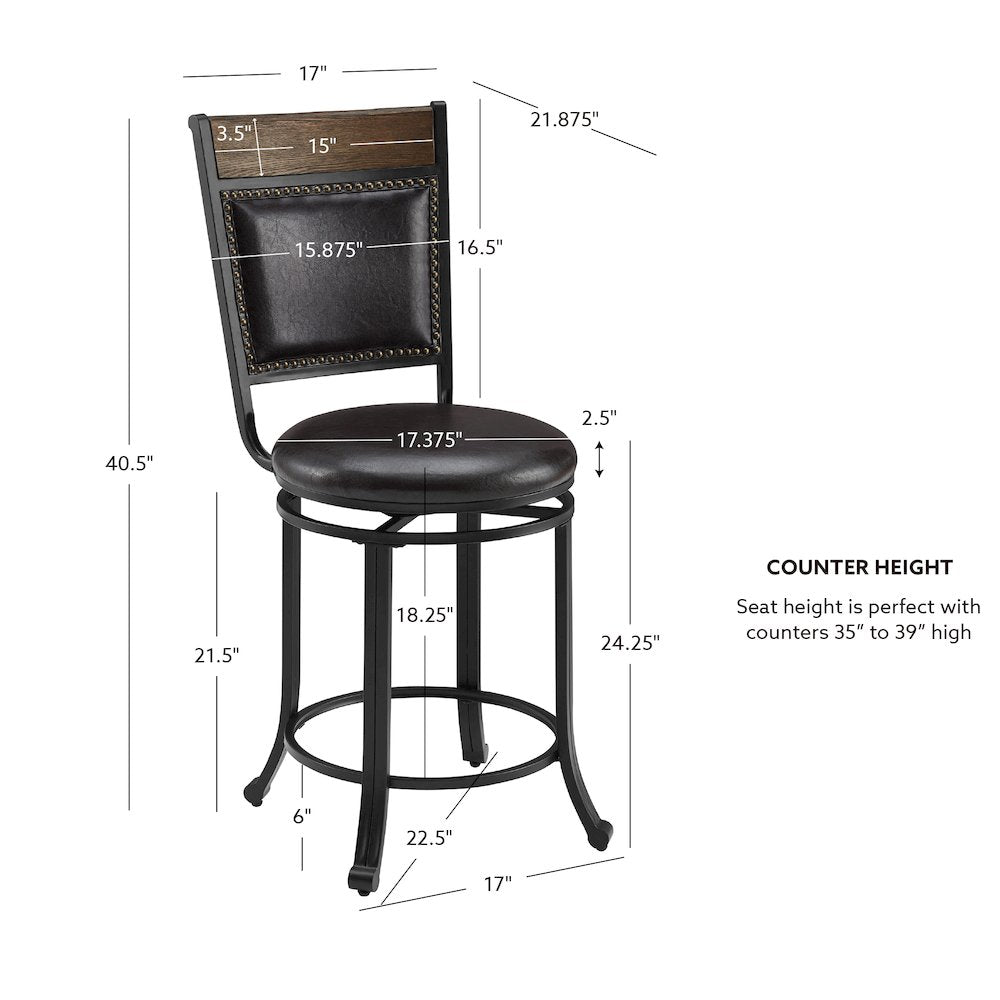Franklin Swivel 24 inch Counter Stool Brown