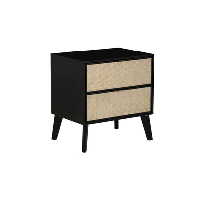 Collett Cane 2 Drawer Nightstand Black