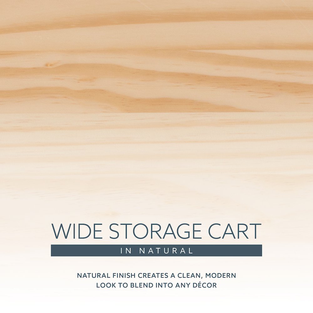 Cary Six Drawer Wide Roll Cart, Natural