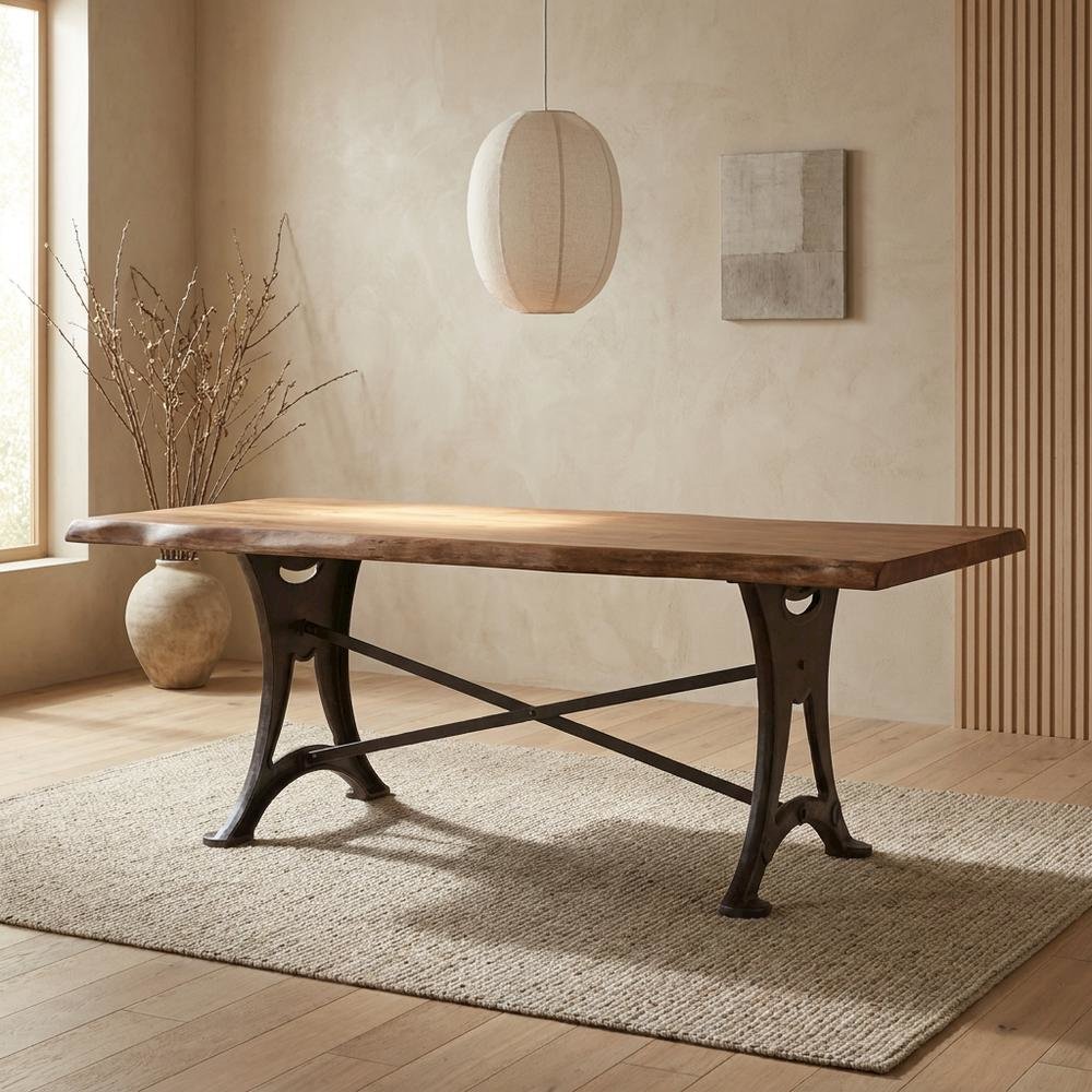 Blayne 94" Dining Table in Live Edge Acacia with Walnut Finish