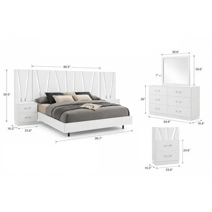 Solid Wood Queen Bedroom Set with Dresser, Mirror and Nightstands, White