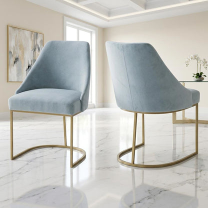 Velvet Dining Chair Set of 2 with Gold-Finished Steel Frame