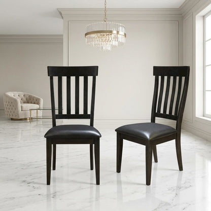 Grey Finish Side Chairs with Upholstered Faux Leather Seats