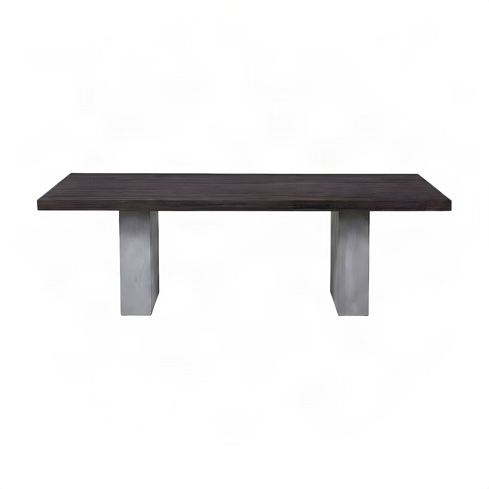 Oak and Concrete Rectangular Dining Table, Seats 8 to 10, 94 Inch