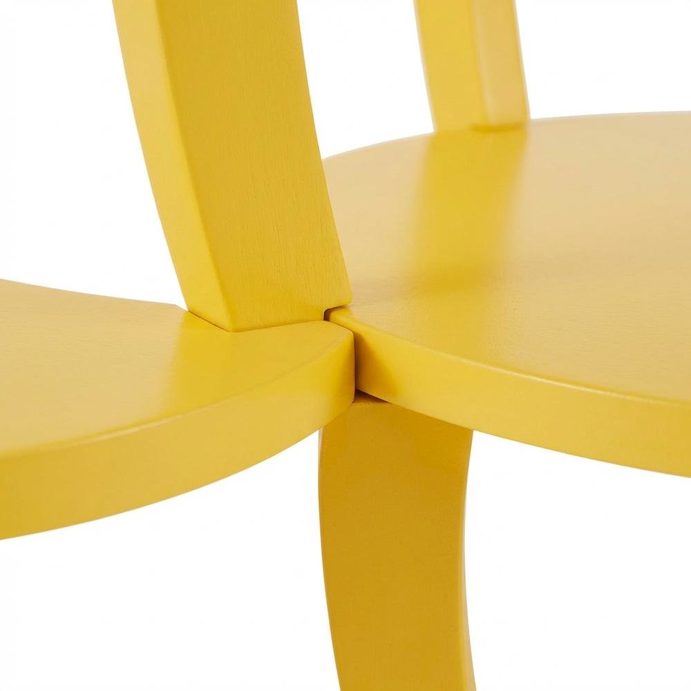 Yellow Round Coffee Table with Shelf and Modern Design