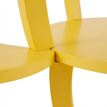 Yellow Round Coffee Table with Shelf and Modern Design